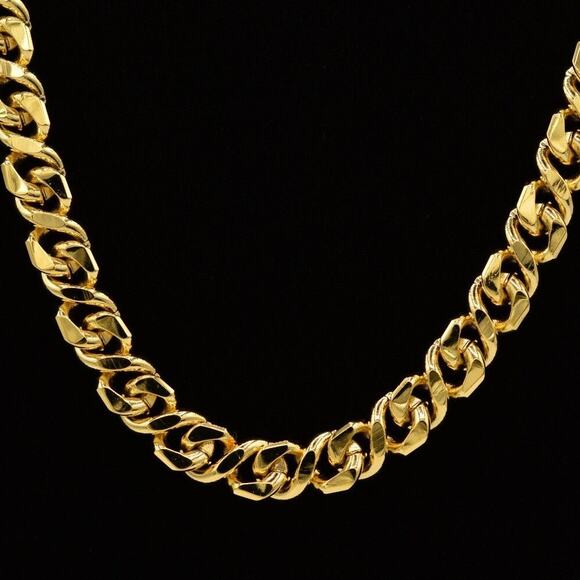 Givenchy Vintage Heavy Necklace Gold Cuban Chain 24" Chunky Signed 1980s BinM - Picture 1 of 12